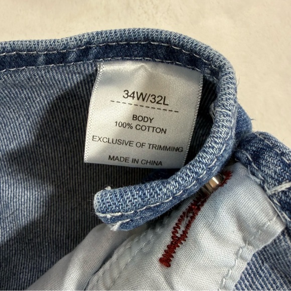 HISEA Bib Overalls Mens 34X32 Blue Denim Carpenter Hammer Loop Workwear Utility - Picture 9 of 14